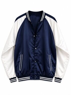 Vintage Penmans Navy White Satin Sukajan Souvenir Bomber Jacket – Size Large EUC